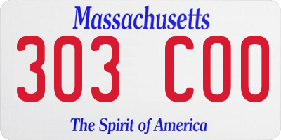 MA license plate 303CO0