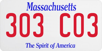 MA license plate 303CO3