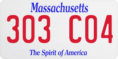 MA license plate 303CO4