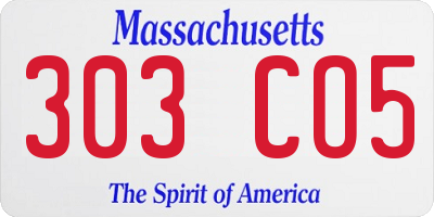 MA license plate 303CO5