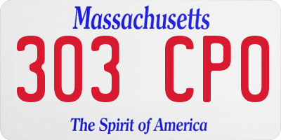 MA license plate 303CP0
