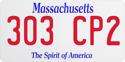 MA license plate 303CP2