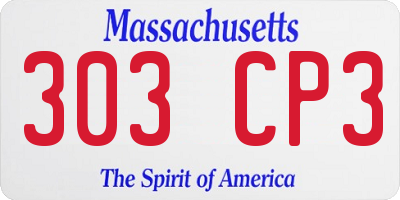 MA license plate 303CP3