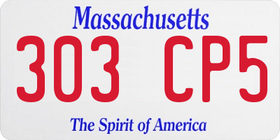 MA license plate 303CP5