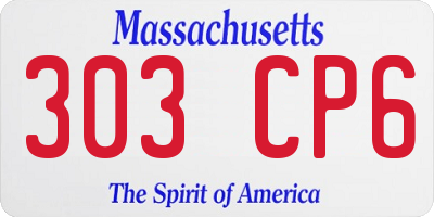 MA license plate 303CP6