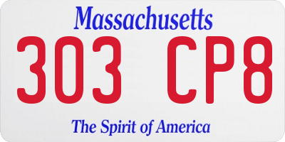 MA license plate 303CP8