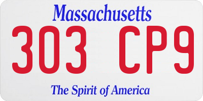 MA license plate 303CP9