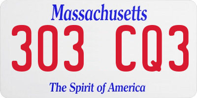 MA license plate 303CQ3