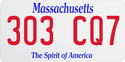 MA license plate 303CQ7