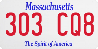 MA license plate 303CQ8