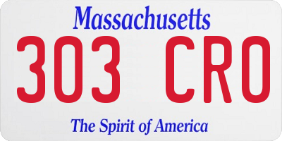 MA license plate 303CR0