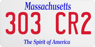 MA license plate 303CR2