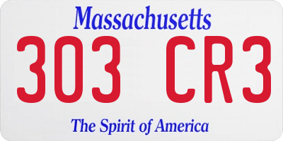 MA license plate 303CR3