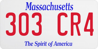 MA license plate 303CR4