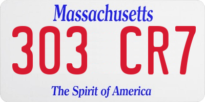 MA license plate 303CR7