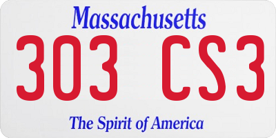 MA license plate 303CS3
