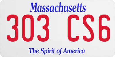 MA license plate 303CS6