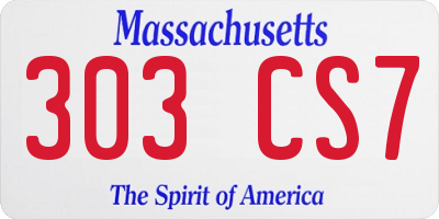 MA license plate 303CS7