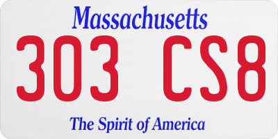 MA license plate 303CS8