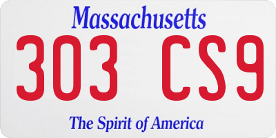 MA license plate 303CS9
