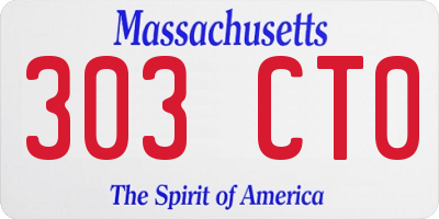 MA license plate 303CT0