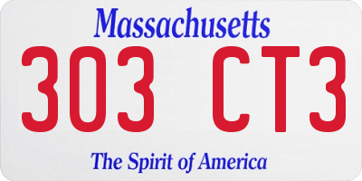 MA license plate 303CT3