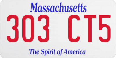MA license plate 303CT5