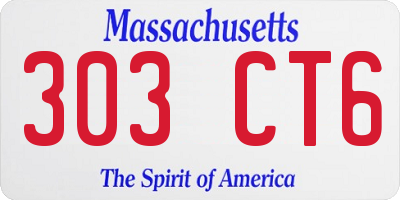 MA license plate 303CT6