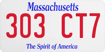 MA license plate 303CT7