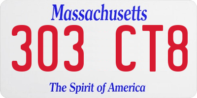 MA license plate 303CT8