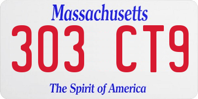 MA license plate 303CT9