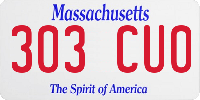 MA license plate 303CU0