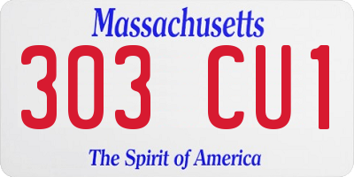 MA license plate 303CU1