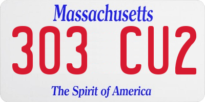 MA license plate 303CU2