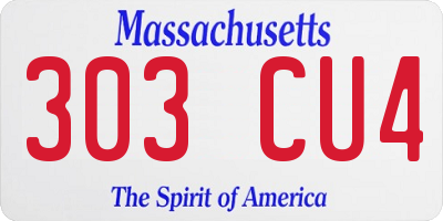 MA license plate 303CU4