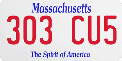 MA license plate 303CU5
