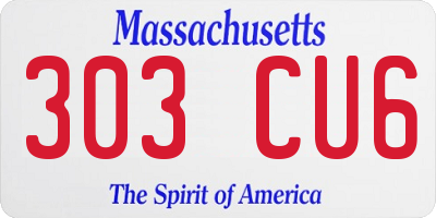 MA license plate 303CU6