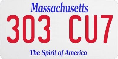 MA license plate 303CU7