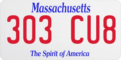 MA license plate 303CU8