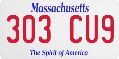 MA license plate 303CU9