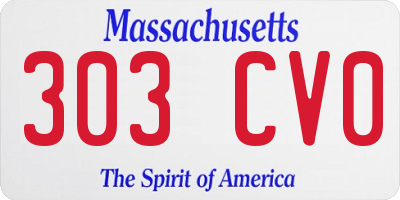 MA license plate 303CV0