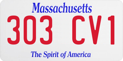 MA license plate 303CV1
