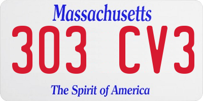 MA license plate 303CV3