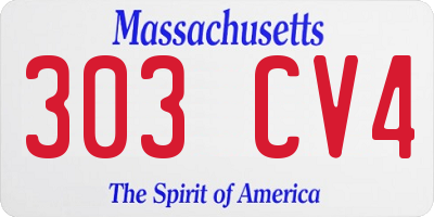 MA license plate 303CV4