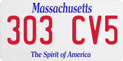 MA license plate 303CV5