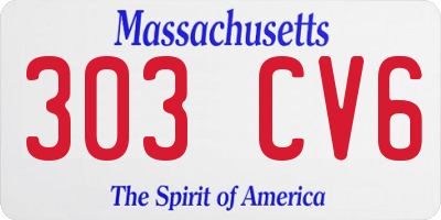 MA license plate 303CV6