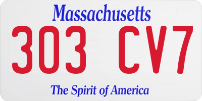 MA license plate 303CV7