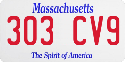MA license plate 303CV9