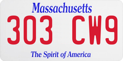 MA license plate 303CW9