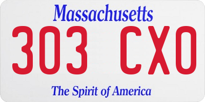 MA license plate 303CX0